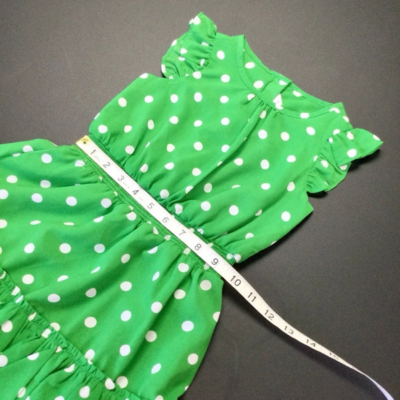 Girls' Janie and Jack Dress, Size 4, Green & White Polka Dot - Picture 7 of 10